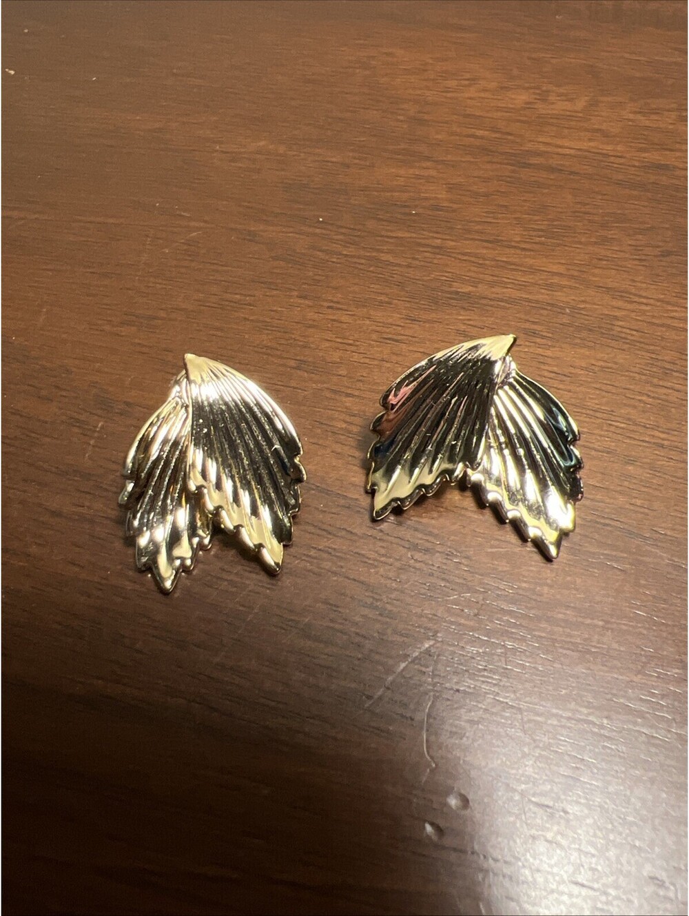 Vintage MCM Gold Tone Leaf Earrings